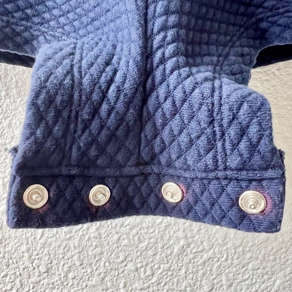 ♥️HP JANIE AND JACK Quilted Bloom Romper Sz 18-24 M Navy White Jumpsuit Flower - Picture 6 of 10